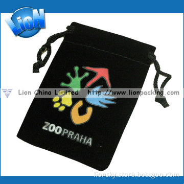 Microfiber Double Drawstring with Logo Printed Velvet Jewellery Pouch, Custom Velvet Bag Pouch, Jewelry Pouch (e-131)
